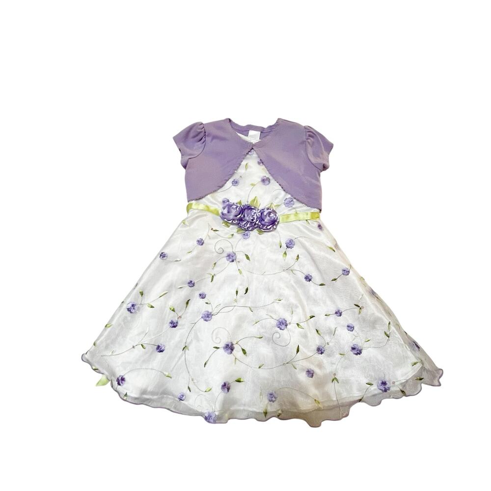 Youngland Embroidered Floral Formal Dress and Sweater Size 4